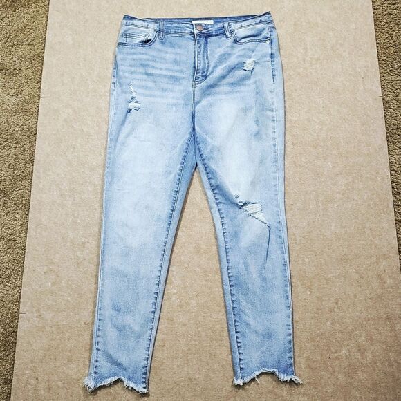 Tinseltown Juniors Distressed High Rise Jeans #4 - Picture 1 of 5
